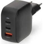 NEDIS síťová nabíječka 70 W PD 3.0 rychlé nabíjení 1.5 2.25 2.5 3.0 3.5 A USB-A 2x USB-C černá