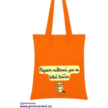 Nákupní taška Taška s potiskem Textilní taška, Nejsem naštvaná jen se blbě tvářím, 41x37cm, mix barev, 1 kus Vyberte si barvu ZDE:: oranžová