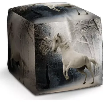 Taburet Sablio Taburet Cube Bílý kůň: 40x40x40 cm
