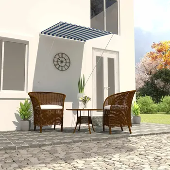 Markýza ZBXL Zatahovací markýza 100 x 150 cm modrobílá