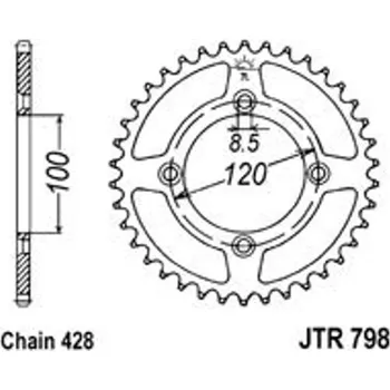 Řetězová sada pro motocykl JT Řetězová rozeta JT JTR 798-52 52 zubů, 428