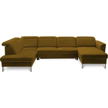 Sedací souprava Rohová sedačka U Santini s funkcí spaní typu delfín, nastavitelnými opěrkami hlavy a 2 úložnými prostory - Vero monolith 48 327x81 cm