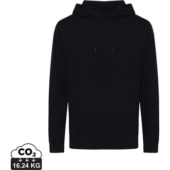 Pánská mikina Lehká mikina s kapucí Iqoniq Rila z recykl. bavlny - Černá / 5XL