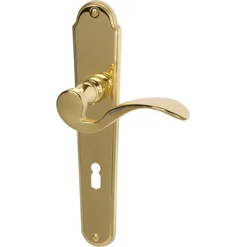 Dveřní kování Štítkové kování Südmetall Pamela-LS, Variostar klika / klika, Cylindrická vložka, Mosaz leštěná