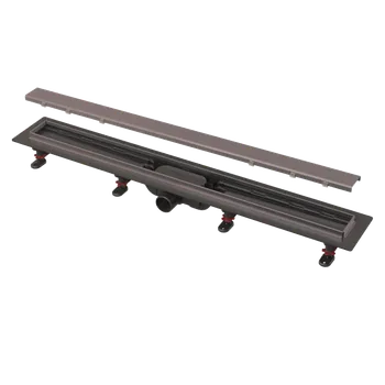 ALCA Podlahový žlab s nerezovým okrajem pro oboustranný rošt, GUN METAL-kartáčovaný mat APZ20-750-GM-B