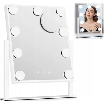 Kosmetické zrcátko Kosmetické zrcátko s LED podsvícením, 9 LED diod, Hollywood styl s 9 žárovkami