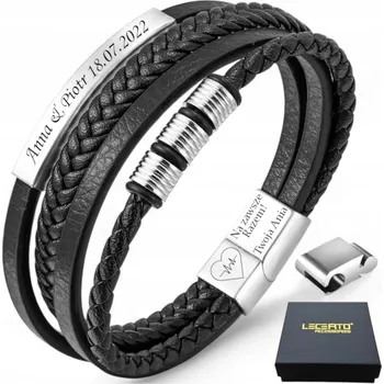 Náramek LECERTO PÁNSKÝ KOŽENÝ PLETENÝ NÁRAMEK S NASTAVITELNOU DÉLKOU 20,5-22 PREMIUM