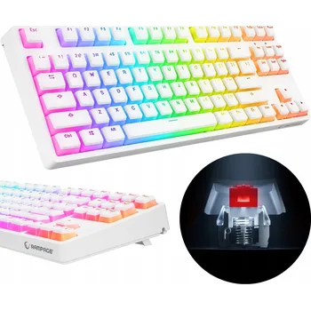 Klávesnice Mechanická klávesnice Rampage TKL GHOST Huano Red Switch, bílá