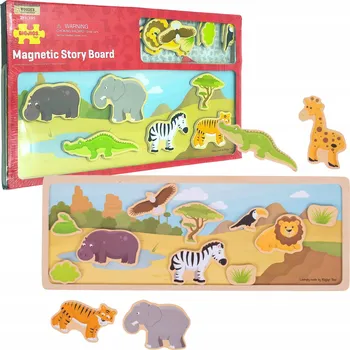 Dřevěná hračka MAGNETICKÁ skládačka ZVÍŘATA SAFARI dřevo