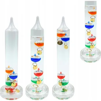 Domácí teploměr SKLENĚNÝ GALILEŮV TEPLOMĚR GALILEO - VĚDECKÝ A VZDĚLÁVACÍ EXPERIMENT DÁREK