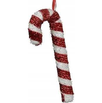 Vánoční ozdoba VÁNOČNÍ OZDOBA Lízátko na stromeček Červeno-bílé pruhované 20,5 cm
