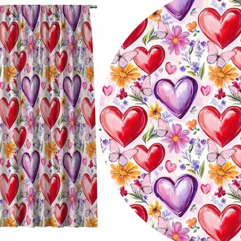 HOTOVÉ ZÁCLONY NA ŽABKY S ŘASÍCÍ PÁSKOU 140X160 DĚTSKÁ ZÁVĚS SRDÍČKA 407