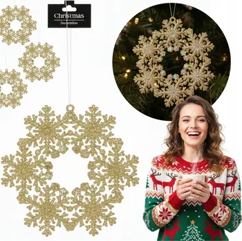 Vánoční dekorace ZÁVĚSNÁ OZDOBA NA STROMEČEK SNĚHOVÁ VLOČKA 12 CM VÁNOČNÍ DEKORACE ZÁVĚSNÁ ŠAMPAŇ