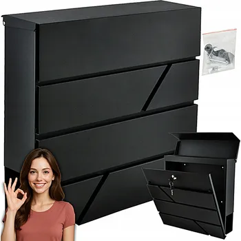 Poštovní schránka POŠTOVNÍ SCHRÁNKA DO DOMÁCNOSTI - ANTRACIT VELKÁ POJME FORMÁT A4 2 KLÍČE ČERNÁ