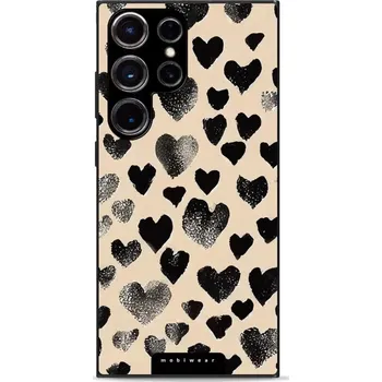 Pouzdro na mobilní telefon Lesklý kryt Mobiwear Glossy - Samsung Galaxy S23 Ultra - GA51G Černá srdíčka (Prémiové lesklé pouzdro, obal, kryt Mobiwear Glossy na mobil Samsung Galaxy S23 Ultra - GA51G Černá srdíčka, materiál Plast + TPU silikon - krytí po všech stranách, neošoupateln