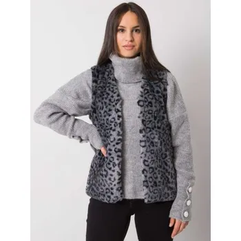 Dámská vesta Dámská vesta kožešinová s puntíky PERRINA grafitová