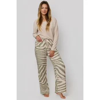 Pánské pyžamo Pyžamo Selene dlouhé OLIVOVÉ CAPPUCCINO S