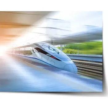 Plakát Sablio Plakát Rychlovlak projíždějící nádražím - 60x40 cm