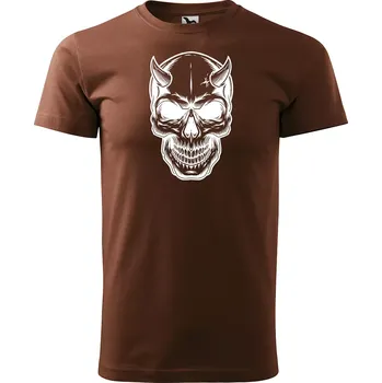Pánské tričko Sablio Tričko s potiskem Skull 1 - hnědé S