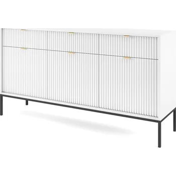 Komoda Tří&shy;dveřová komoda se zásuvkami do obývacího pokoje Nova - Meble Piaski Bílá 154x83 cm