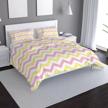 Povlečení Sablio Povlečení Růžové a žluté klikyháky - 140x220 / 90x70