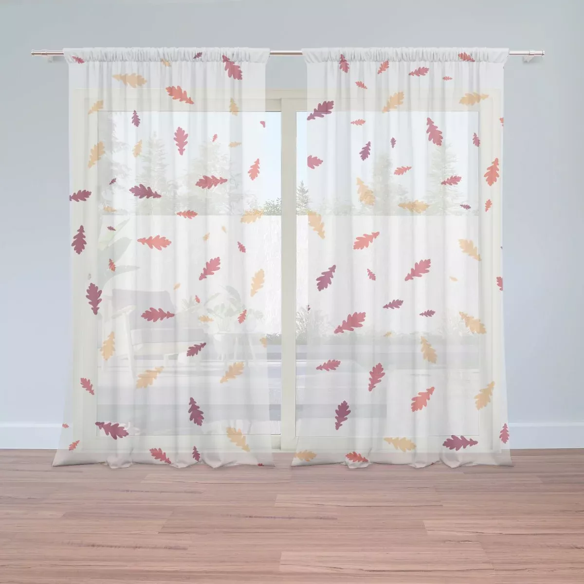 Sablio Záclony Barevné podzimní listí: 2ks 150x250cm