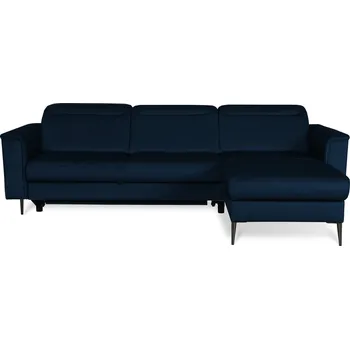 Sedací souprava Pravý rohový gauč Santini s funkcí spaní typu delfín, nastavitelnými opěrkami hlavy a úložným prostorem - Vero monolith 77 245x81 cm