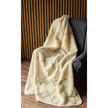 Prostěradlo Přehoz Merino Wool z merino vlny 160 cm x 200 cm béžový