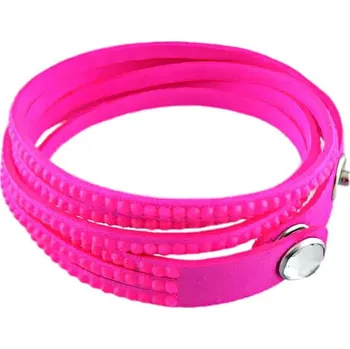 Náramek Náramek v jasné růžové barvě s ozdobným kamínkem, šířka 10 mm, lehký design, ideální pro každodenní nošení.