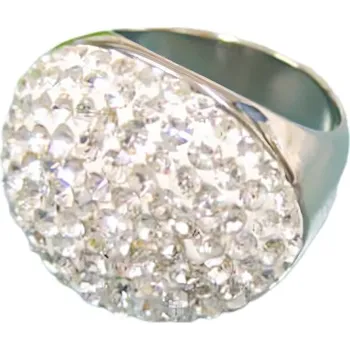 Prsten Dámský prsten s krystaly v kulatém designu, stříbrná barva, elegantní šperk pro každou příležitost. 59,5