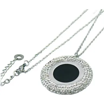 Přívěsek Přívěsek s řetízkem 38mm se zirkony a černým středem, rozměr náhrdelníku: 450x2.6mm, váha: 30g