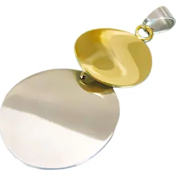 Přívěsek Přívěsek s dvojitým kulatým designem, průměr 28 mm a 20 mm, elegantní kombinace stříbrné a zlaté barvy.