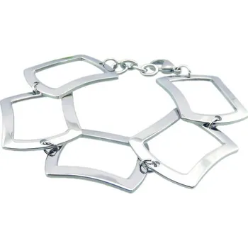 Náramek Náramek s moderním designem v stříbrné barvě, délka 220 mm, šířka 29 mm, váha 30 g.