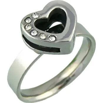 Prsten Prsten ve tvaru srdce se zirkony, šířka 4 mm, váha 4 g 54,4