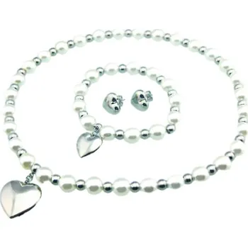 Souprava šperků Set šperků srdce: náhrdelník 23x23mm, náramek 16x16mm, náušnice 6mm, váha 109g.