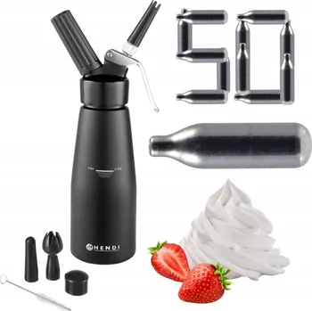Sifon Černý sifon na šlehačku Hendi Dekorátor Dávkovač + Bombičky N2O 50 ks