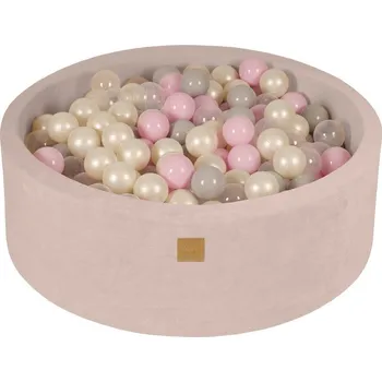 Dětský bazének Krémový sametový bazének s míčky ø 90x30 cm Montessori – Meowbaby ID_1822078