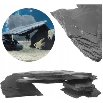 Dekorace do akvária KÁMEN DO AKVÁRIA HOTOVÁ ARANŽE BŘIDLICE ČERNÁ PREMIUM 15 kg