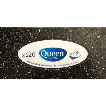 Hygienické kapesníčky bez vůně Queen 3vrstvé Krabička 120 ks