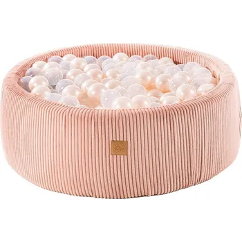 Dětský bazének Růžový manšestrový bazének s míčky ø 90x30 cm Montessori – Meowbaby ID_1822118