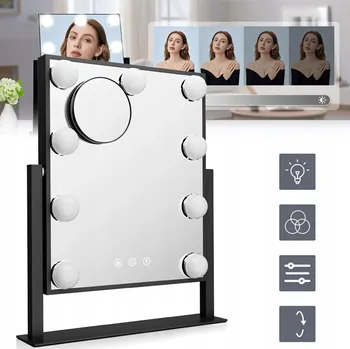 Zrcadlo Kosmetické zrcátko s LED podsvícením, 9 LED diod, Hollywood styl s 9 žárovkami