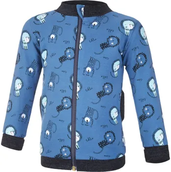 Little Angel Mikina podšitá Outlast® - denim lvíčci/šedý melír Velikost oblečení: 116