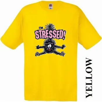 Pánské tričko levne-bavlnene-vtipne-tricko-potisk-kocka-stres Barva: Yellow - žlutá, velikost: XS