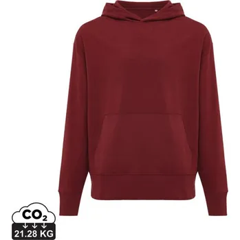 Pánská mikina Mikina s kapucí IQONIQ Yoho relaxed fit z recykl. bavlny - Vínově Červená / XS