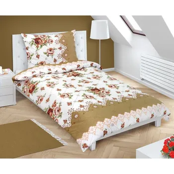 Povlečení veratex Povlečení bavlněné s hotelovou kapsou béžová růže 140x200,70x90 cm