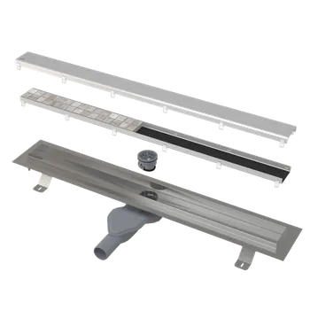 Odvodňovací žlab ALCA Podlahový žlab s okrajem pro oboustranný rošt APZ13-DOUBLE6-750