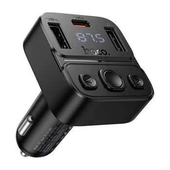 Transmiter FM Bluetooth Hoco E87, 1x USB A 1x USB C, PD 35W, QC 3.0, barva černá