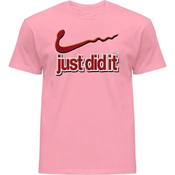 Pánská móda panske-levne-bavlnene-tricko-digi-potisk-just-did-it Barva: Pink neo - pastelově růžová, velikost: XS