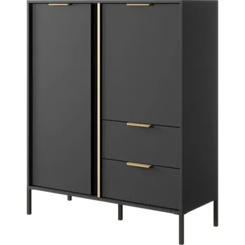 Komoda Vysoká komoda s policemi a zásuvkami do obývacího pokoje Lars - Meble Laski antracit 103,3x123,4 cm