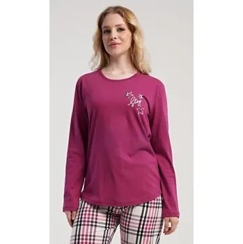 Dámské pyžamo Dámské pyžamo dlouhé Vienetta Secret Andrea malinová M